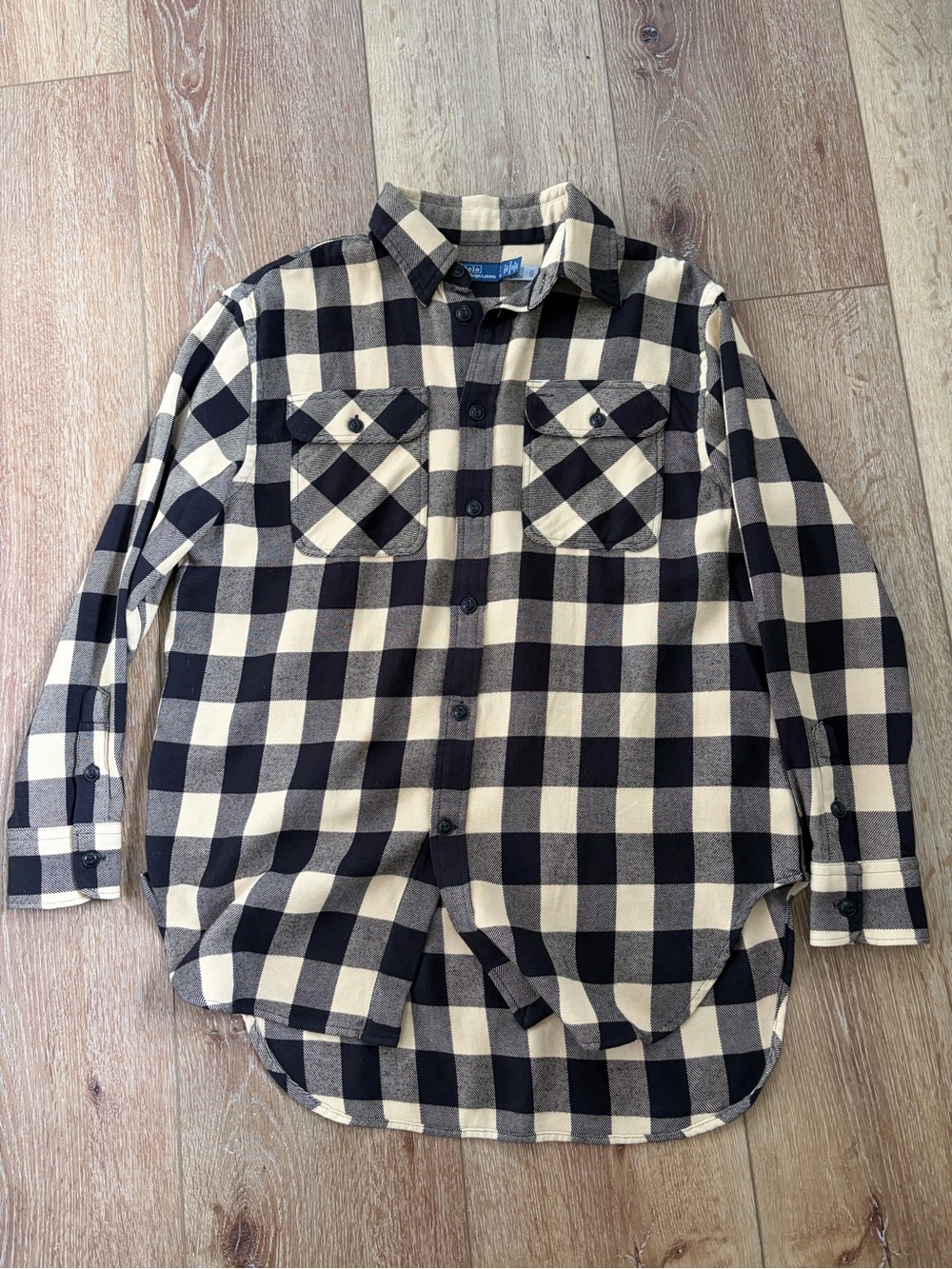Ralph Lauren long plaid button down shirt
